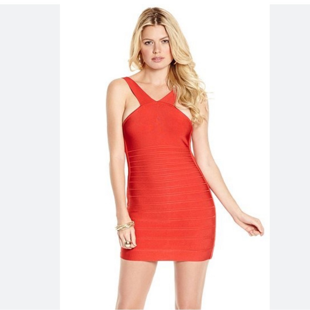 Guess By Marciano Bandage Dress- Red/Orange- Size XS